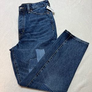 NWT Old Navy Extra High Rise Straight Button Fly Patchwork Jeans C2